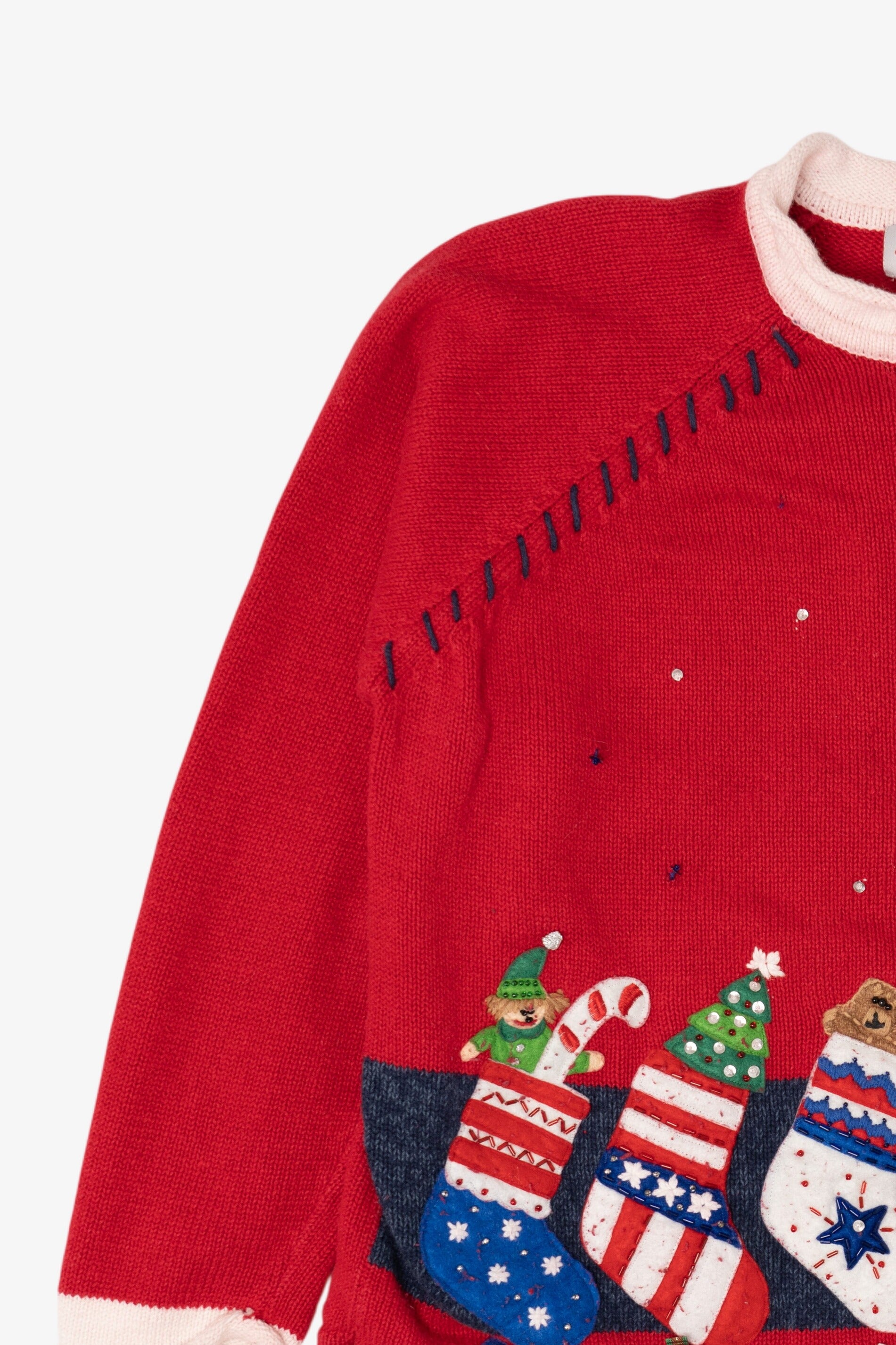 Vintage Red Heirloom Collectibles Stockings Ugly Christmas Cardigan (2000s)