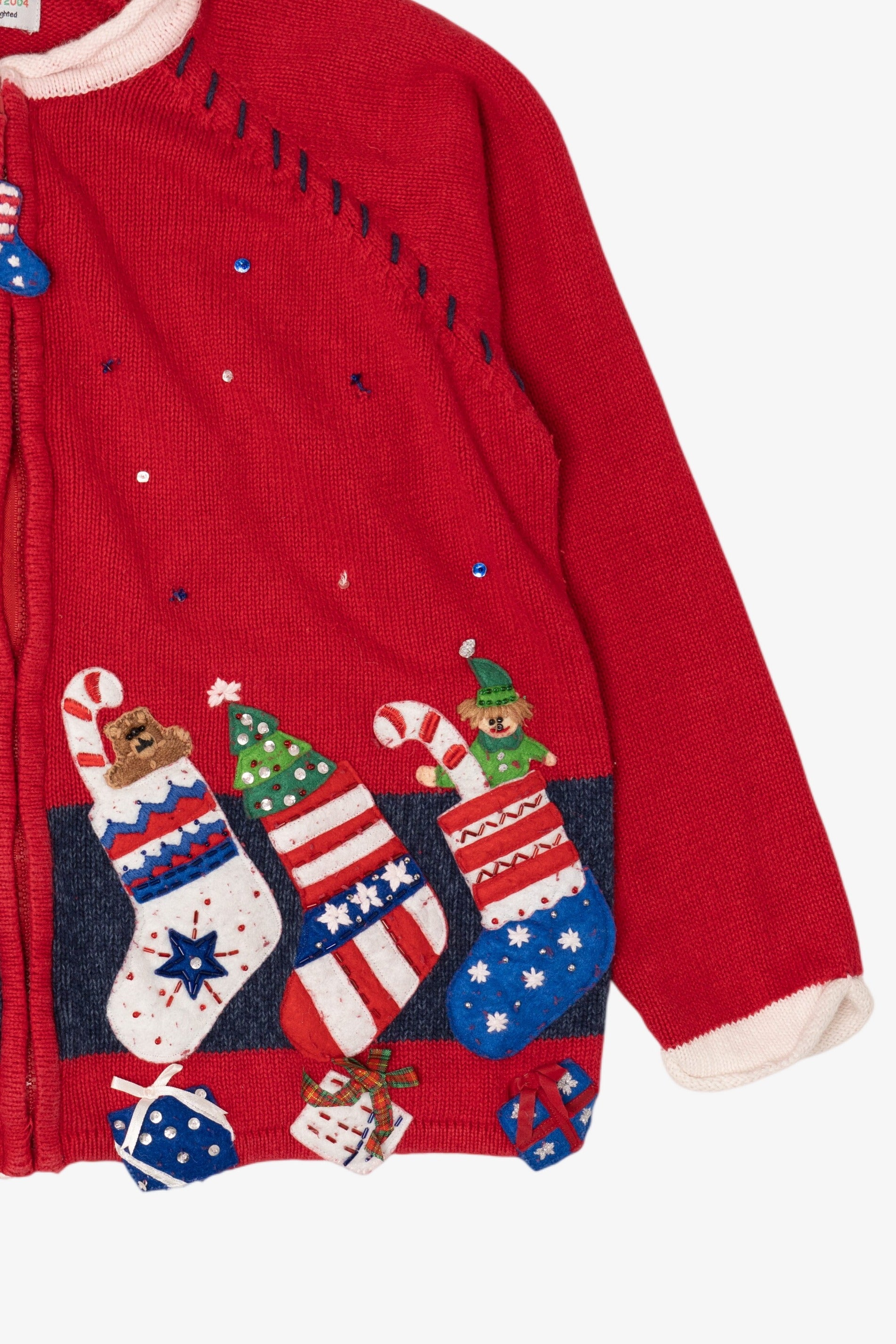 Vintage Red Heirloom Collectibles Stockings Ugly Christmas Cardigan (2000s)