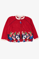 Vintage Red Heirloom Collectibles Stockings Ugly Christmas Cardigan (2000s)
