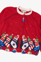 Vintage Red Heirloom Collectibles Stockings Ugly Christmas Cardigan (2000s)