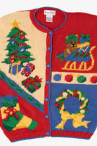 Vintage Red Alexandra Bartlett Presents Ugly Christmas Cardigan (1990s)