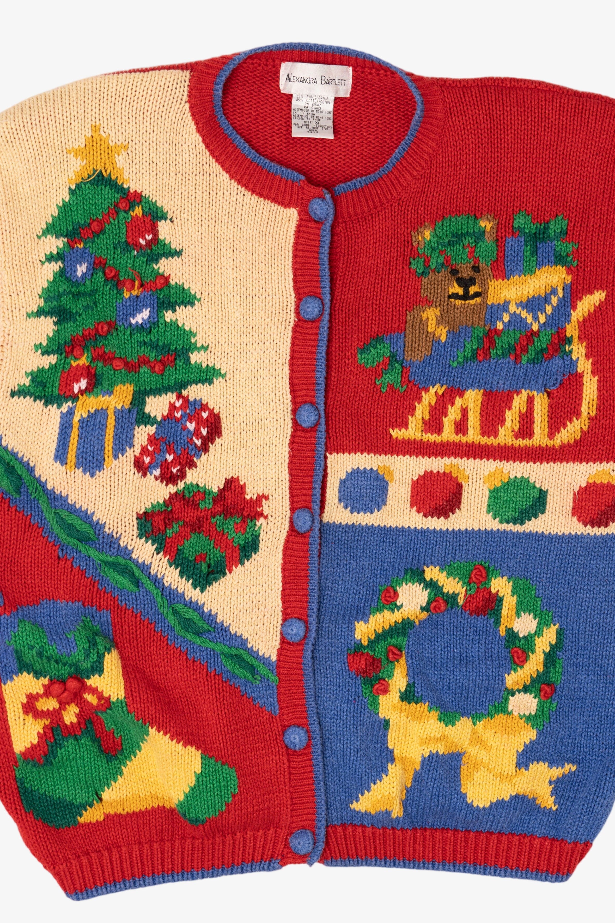 Vintage Red Alexandra Bartlett Presents Ugly Christmas Cardigan (1990s)