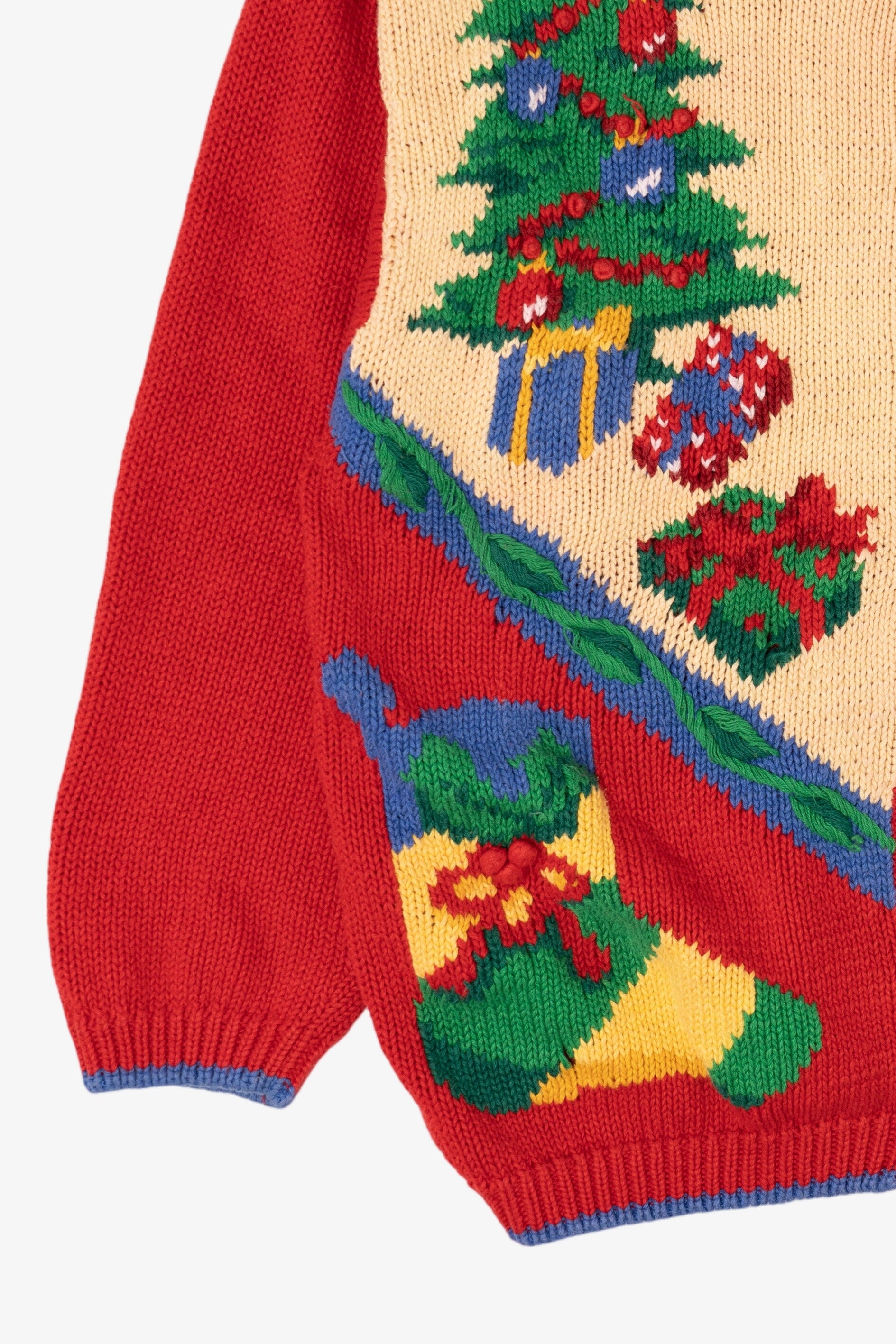 Vintage Red Alexandra Bartlett Presents Ugly Christmas Cardigan (1990s)
