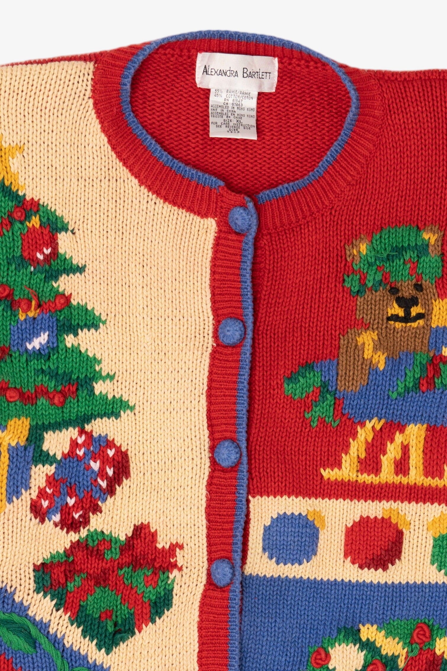Vintage Red Alexandra Bartlett Presents Ugly Christmas Cardigan (1990s)
