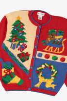 Vintage Red Alexandra Bartlett Presents Ugly Christmas Cardigan (1990s)