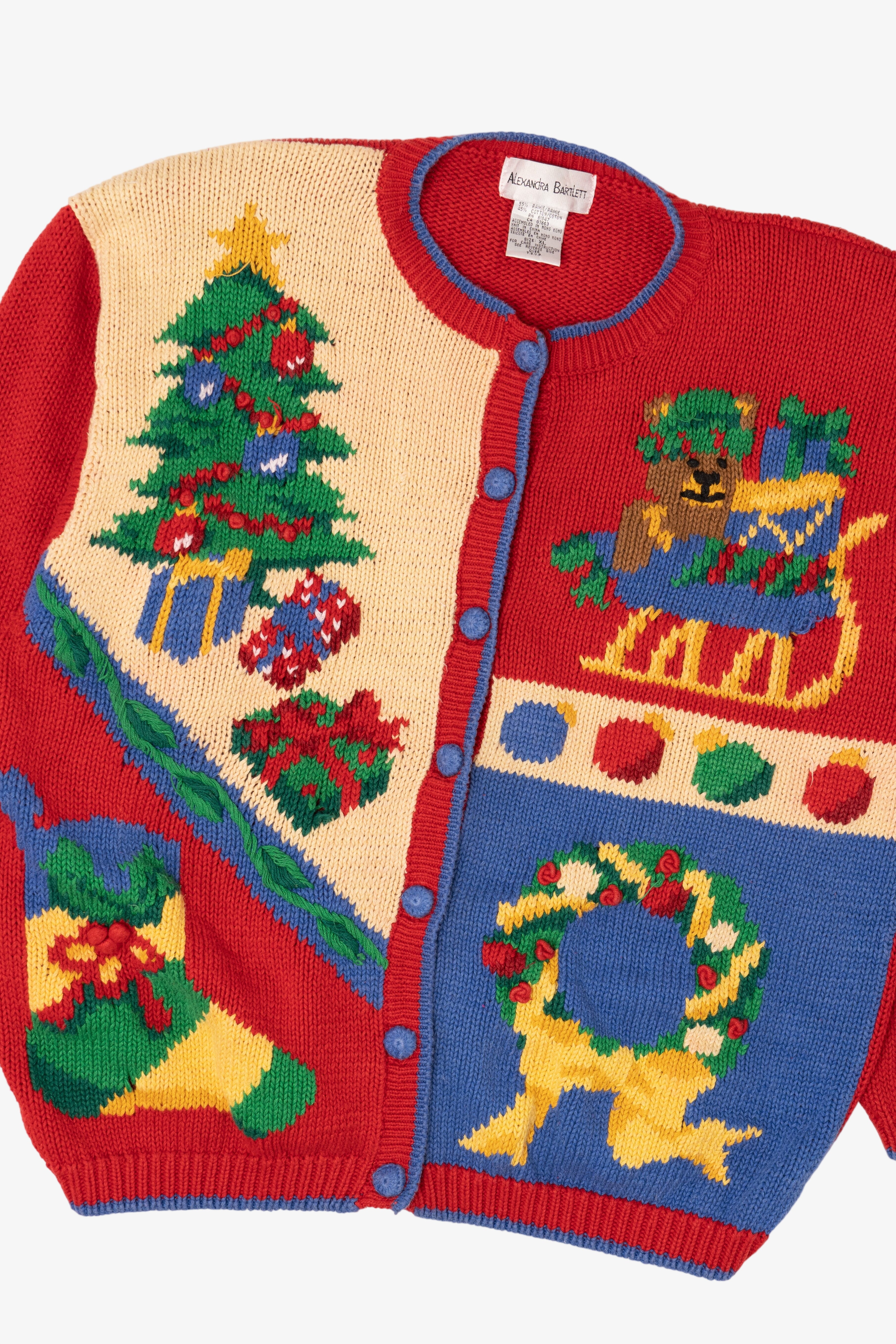 Vintage Red Alexandra Bartlett Presents Ugly Christmas Cardigan (1990s)