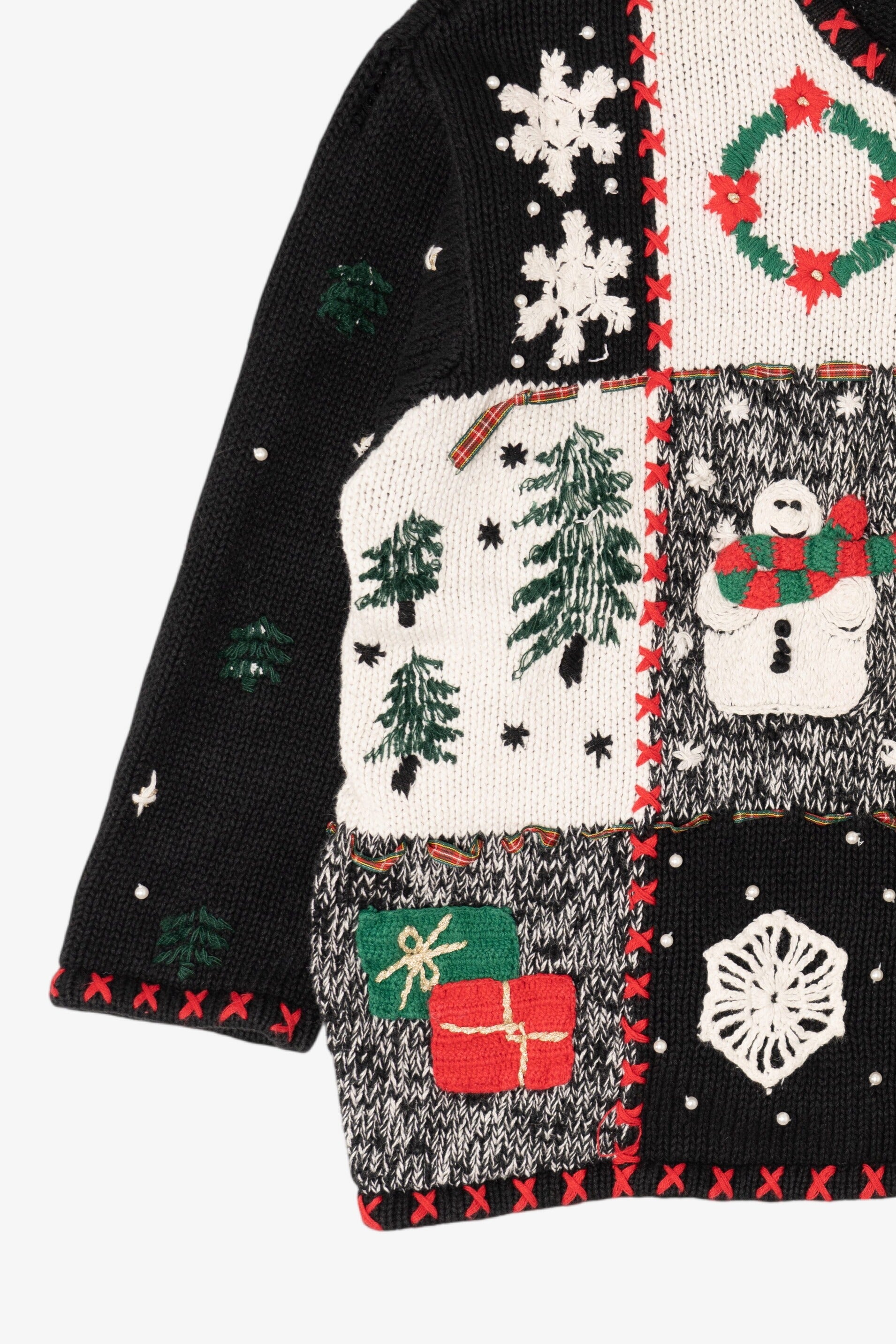 Vintage Black Hampshire Studio Ugly Christmas Cardigan (1990s)