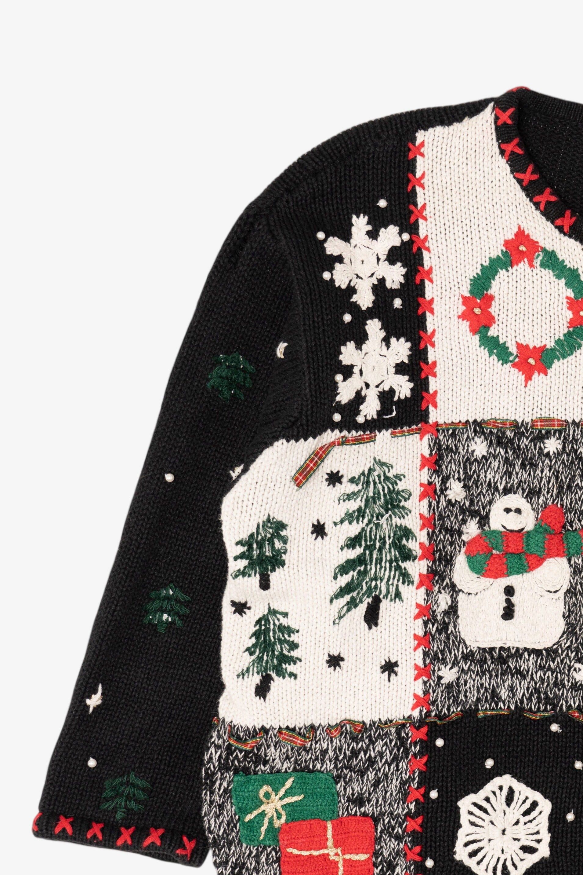 Vintage Black Hampshire Studio Ugly Christmas Cardigan (1990s)