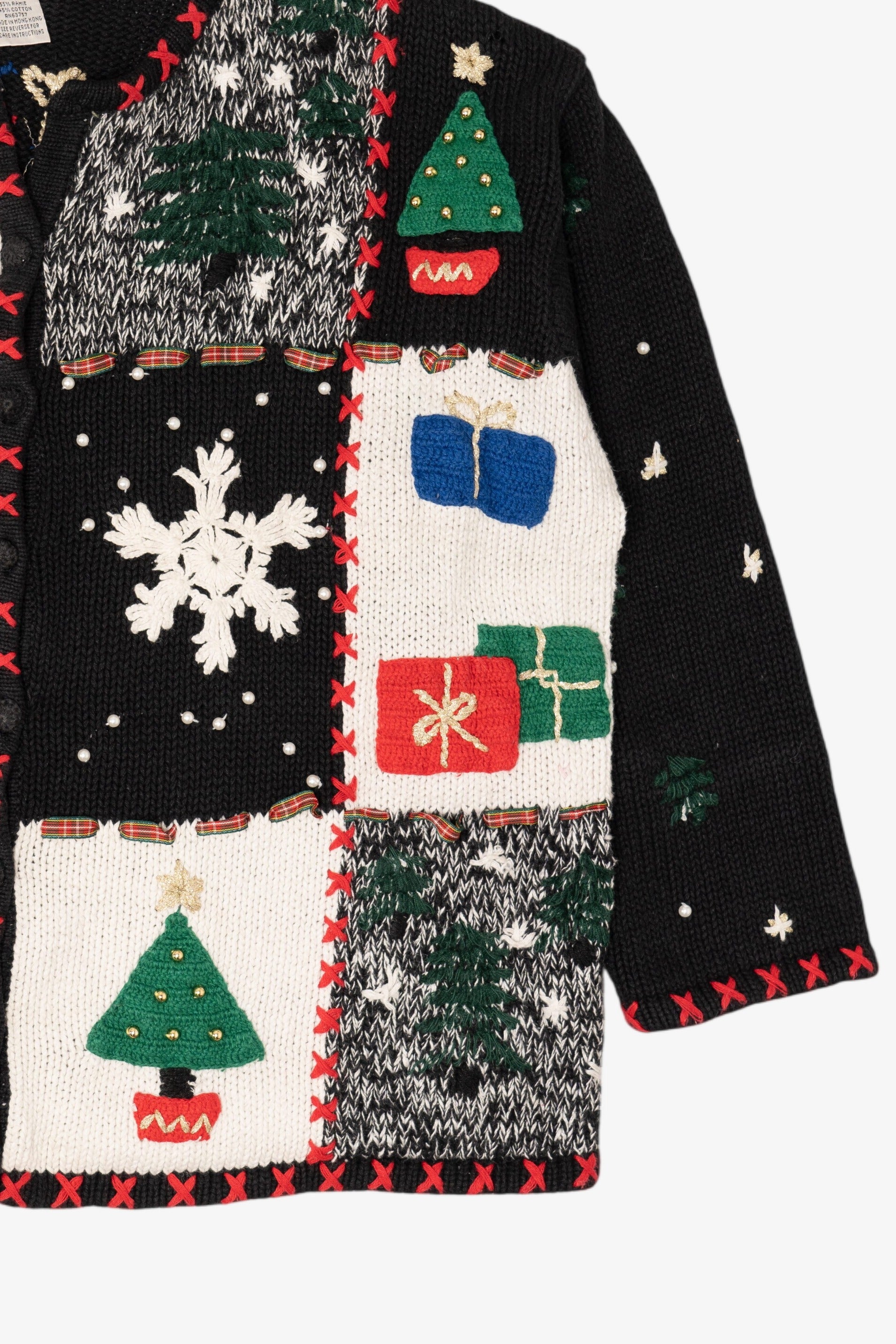Vintage Black Hampshire Studio Ugly Christmas Cardigan (1990s)