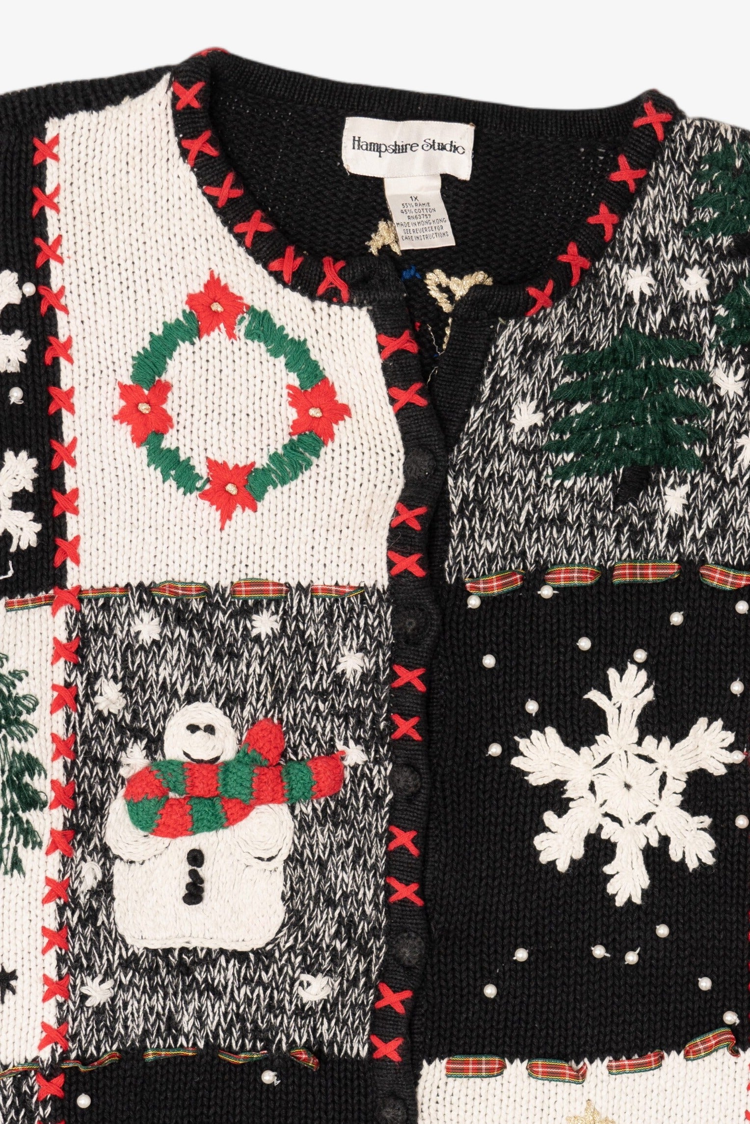 Vintage Black Hampshire Studio Ugly Christmas Cardigan (1990s)