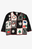 Vintage Black Hampshire Studio Ugly Christmas Cardigan (1990s)