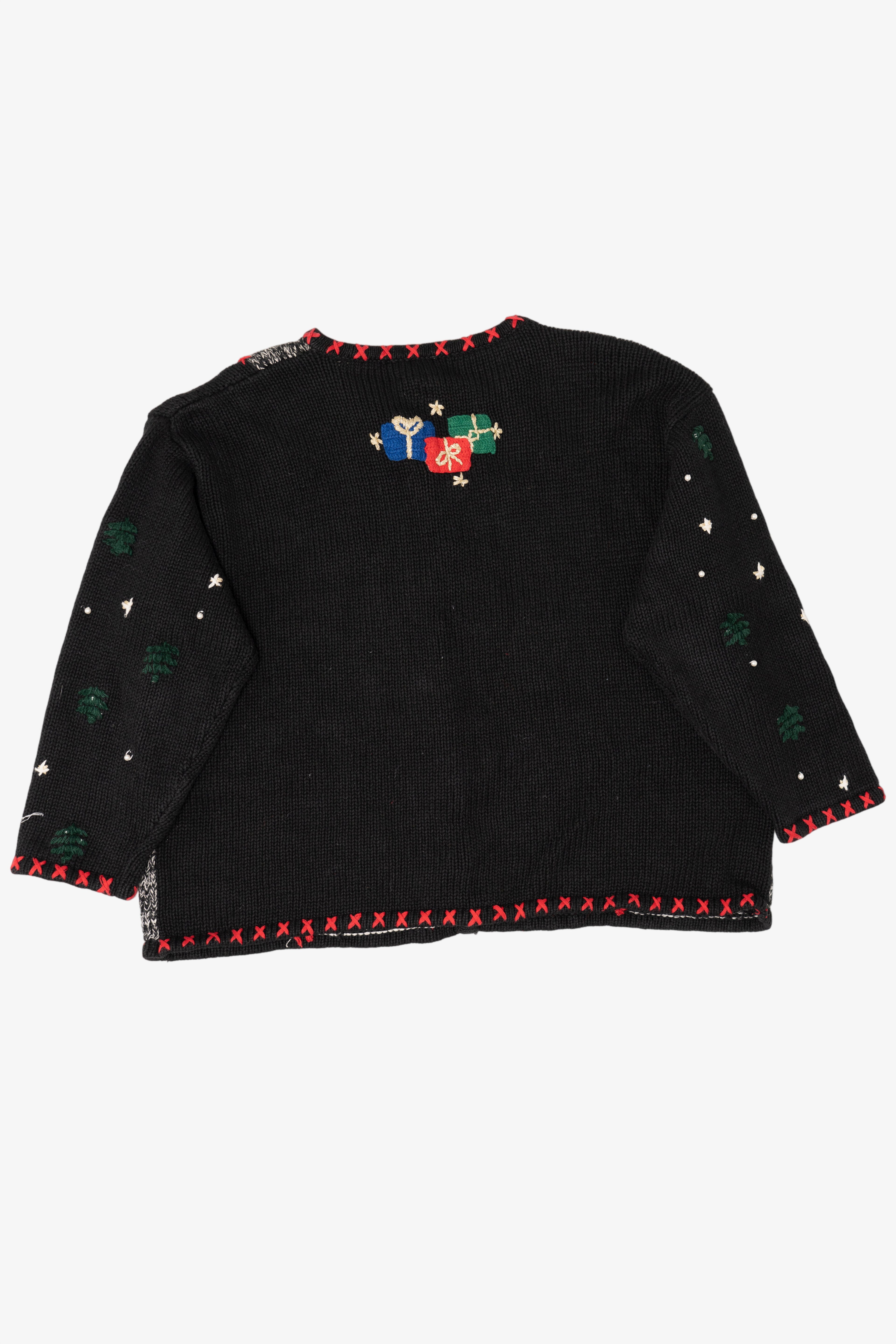 Vintage Black Hampshire Studio Ugly Christmas Cardigan (1990s)