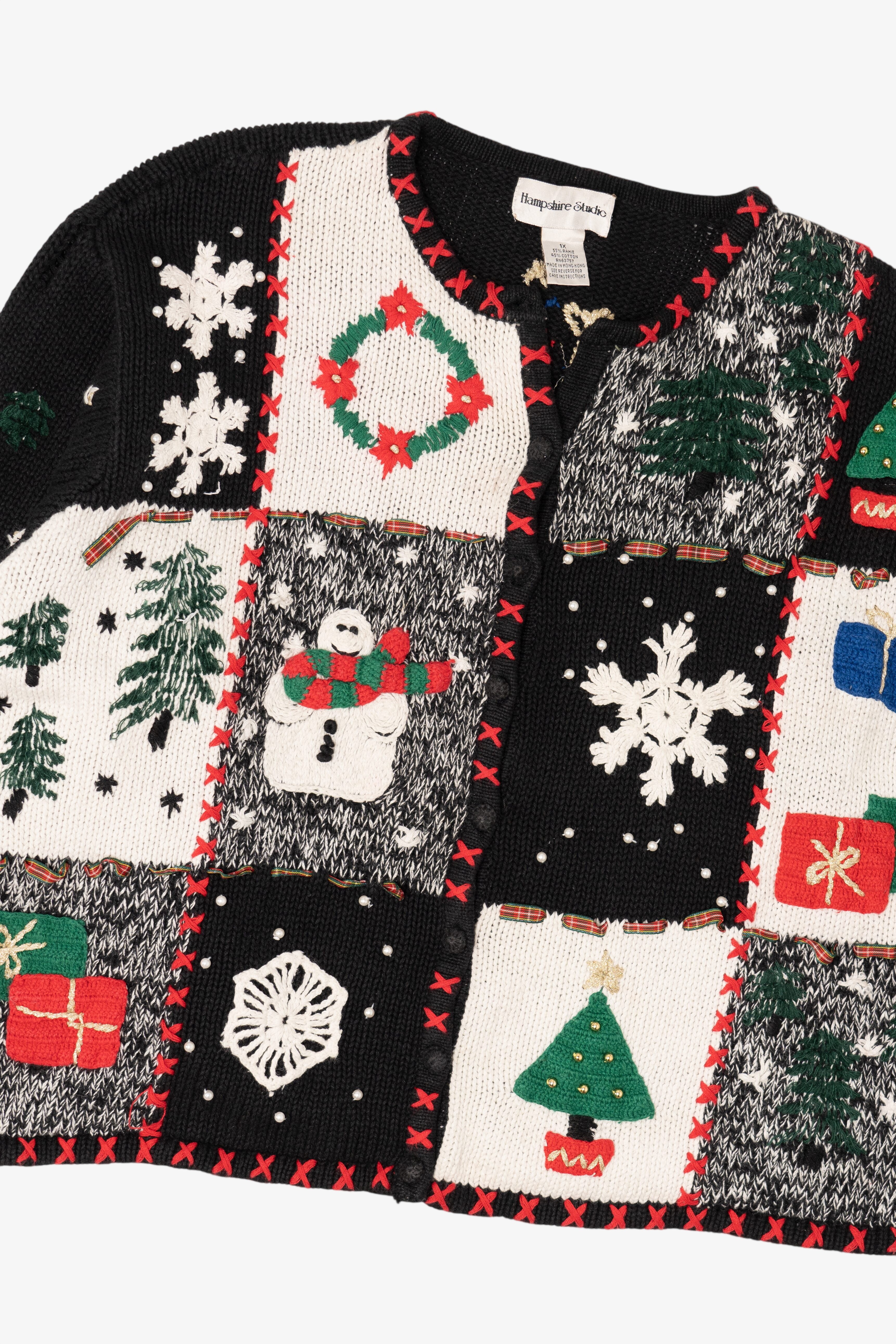 Vintage Black Hampshire Studio Ugly Christmas Cardigan (1990s)