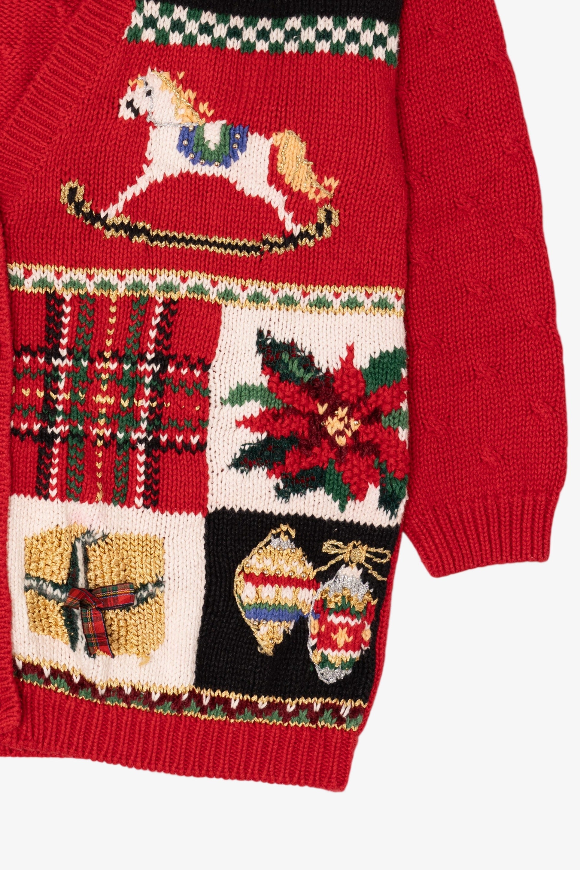 Vintage Red Heirloom Collectibles Ugly Christmas Cardigan (1990s)