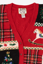 Vintage Red Heirloom Collectibles Ugly Christmas Cardigan (1990s)