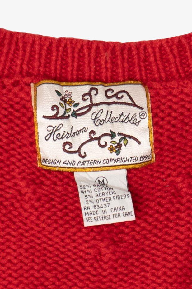 Vintage Red Heirloom Collectibles Ugly Christmas Cardigan (1990s)
