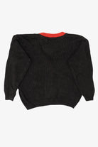 Vintage Black Work in Porgress Ugly Christmas Cardigan (1990s)
