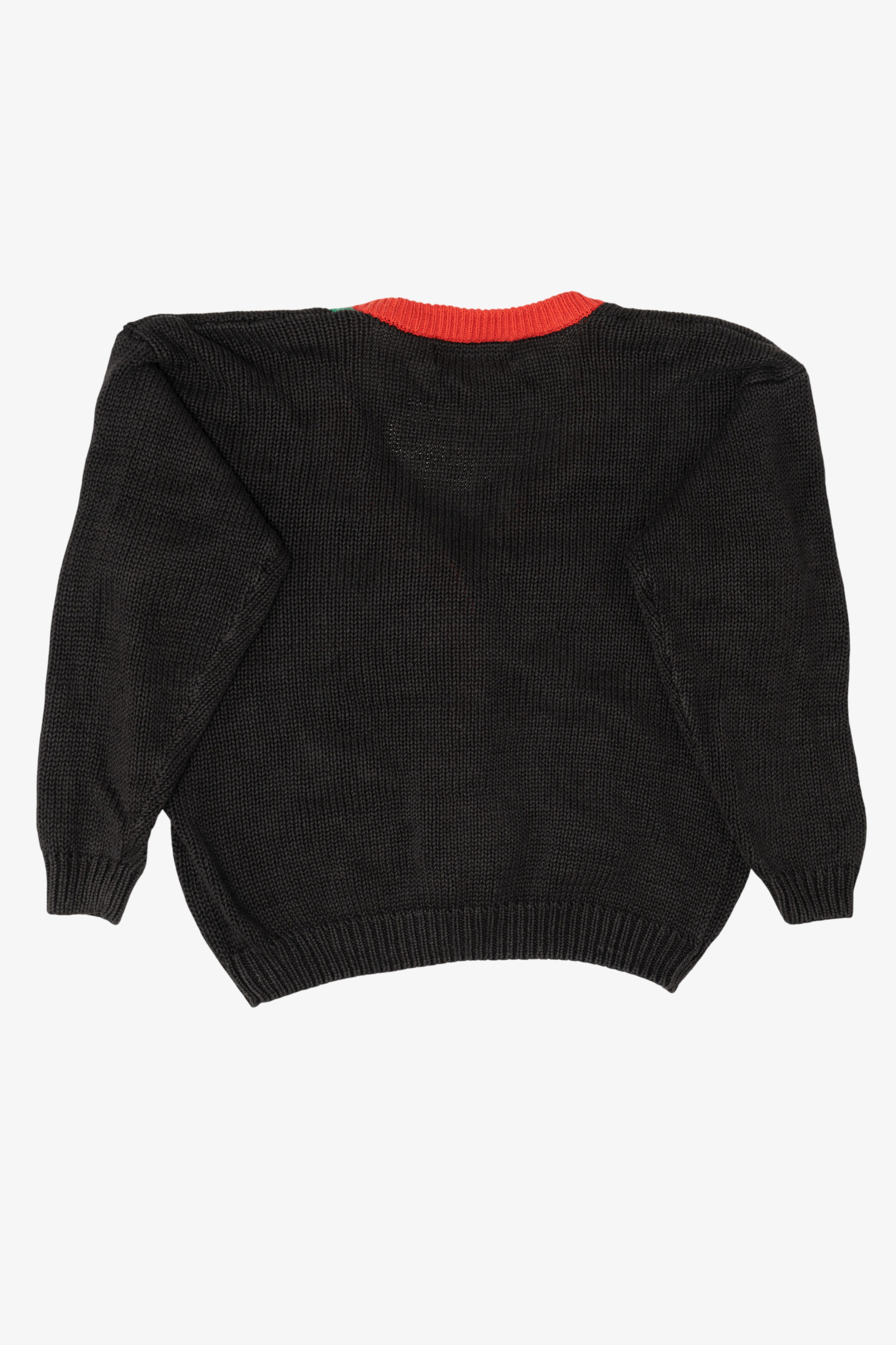 Vintage Black Work in Porgress Ugly Christmas Cardigan (1990s)