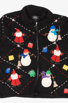 Vintage Black Designers Originals Studio Snowmen Ugly Christmas Cardigan (1990s)