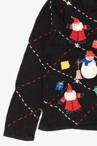 Vintage Black Designers Originals Studio Snowmen Ugly Christmas Cardigan (1990s)