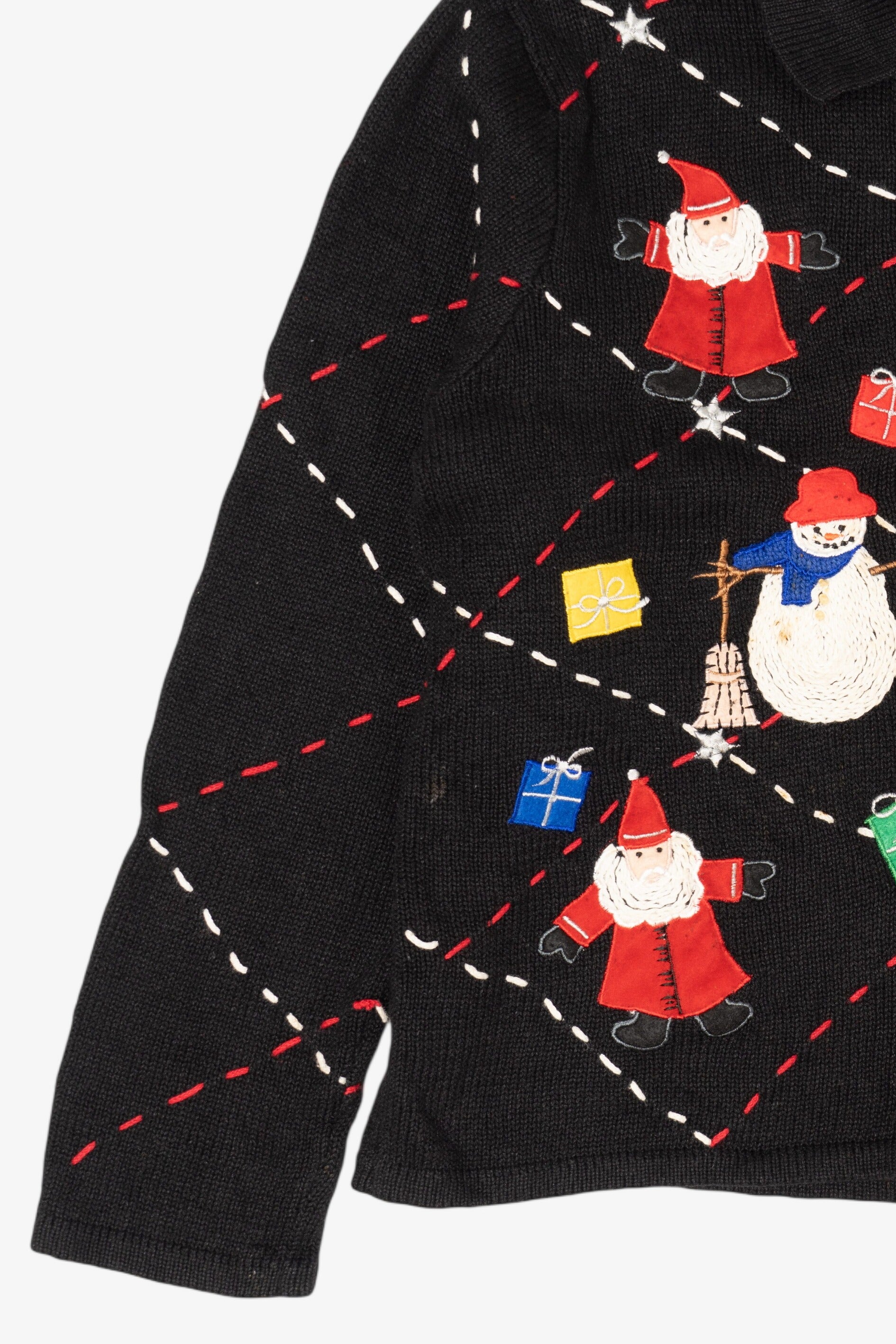 Vintage Black Designers Originals Studio Snowmen Ugly Christmas Cardigan (1990s)