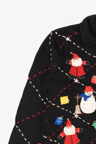 Vintage Black Designers Originals Studio Snowmen Ugly Christmas Cardigan (1990s)