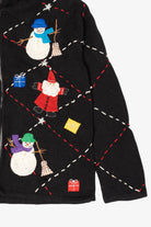 Vintage Black Designers Originals Studio Snowmen Ugly Christmas Cardigan (1990s)