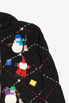 Vintage Black Designers Originals Studio Snowmen Ugly Christmas Cardigan (1990s)