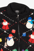 Vintage Black Designers Originals Studio Snowmen Ugly Christmas Cardigan (1990s)