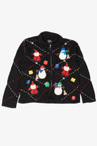 Vintage Black Designers Originals Studio Snowmen Ugly Christmas Cardigan (1990s)