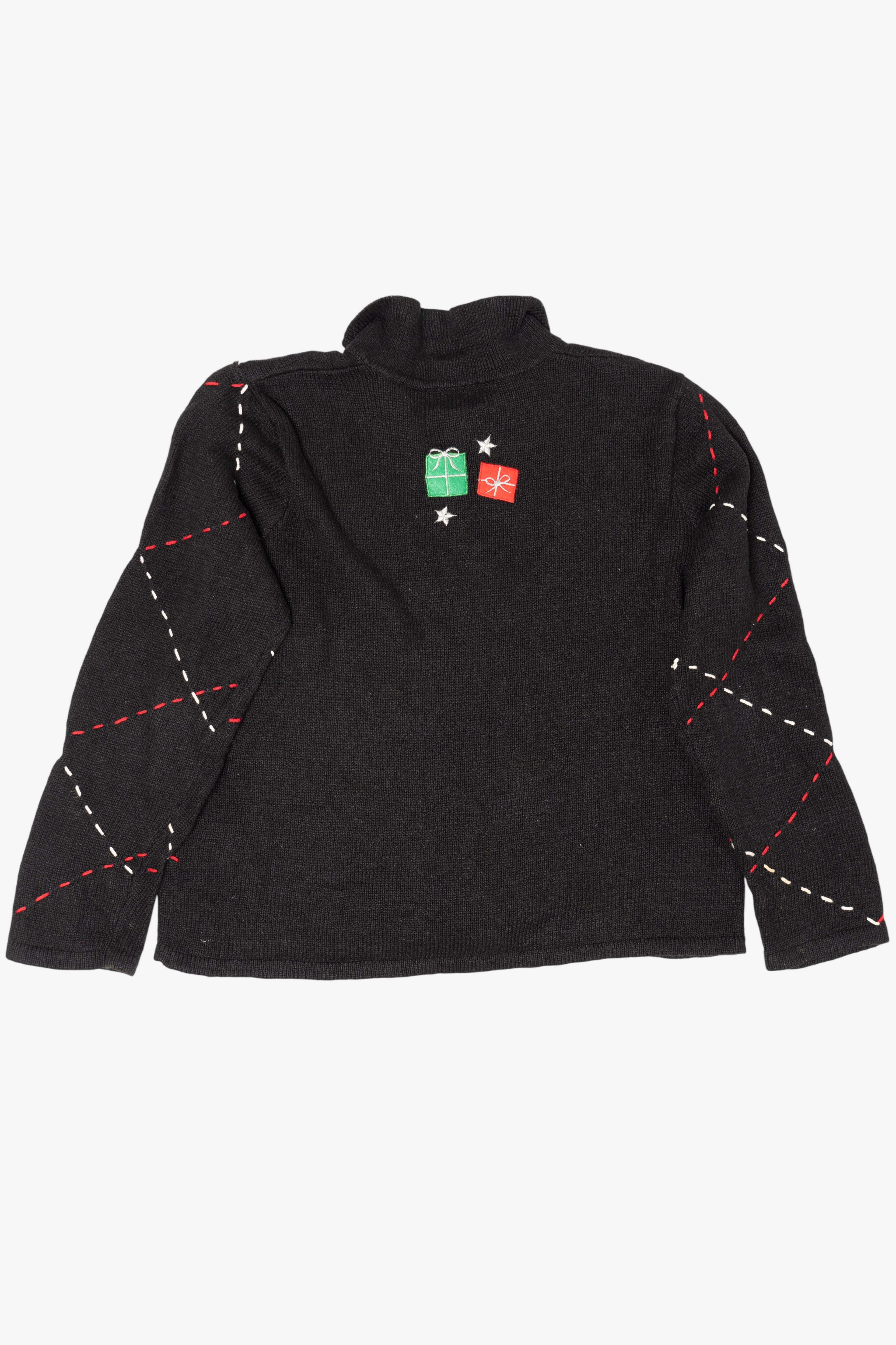 Vintage Black Designers Originals Studio Snowmen Ugly Christmas Cardigan (1990s)