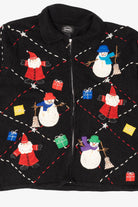 Vintage Black Designers Originals Studio Snowmen Ugly Christmas Cardigan (1990s)