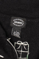 Vintage Black Designers Originals Studio Snowmen Ugly Christmas Cardigan (1990s)