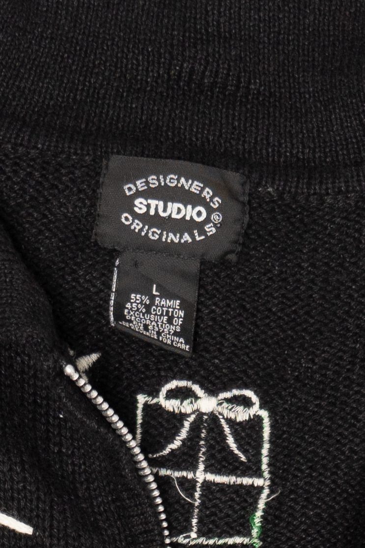 Vintage Black Designers Originals Studio Snowmen Ugly Christmas Cardigan (1990s)