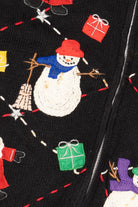 Vintage Black Designers Originals Studio Snowmen Ugly Christmas Cardigan (1990s)