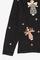 Vintage Black Cambridge Dry Goods Angels Ugly Christmas Cardigan (1990s)