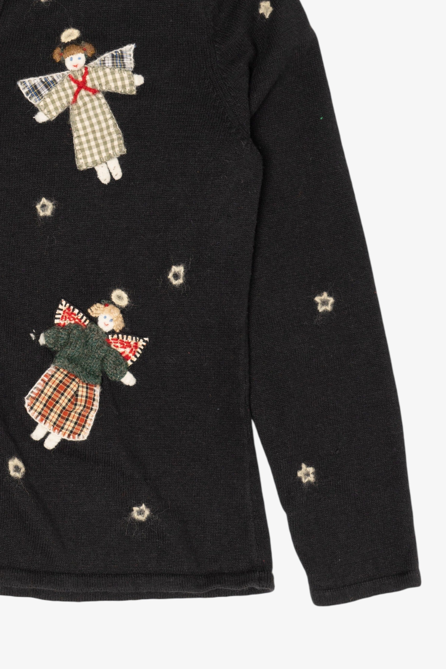 Vintage Black Cambridge Dry Goods Angels Ugly Christmas Cardigan (1990s)