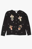 Vintage Black Cambridge Dry Goods Angels Ugly Christmas Cardigan (1990s)