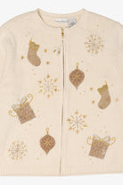 Vintage Ivory Croft & Barrow Stockings Ugly Christmas Cardigan (1990s)