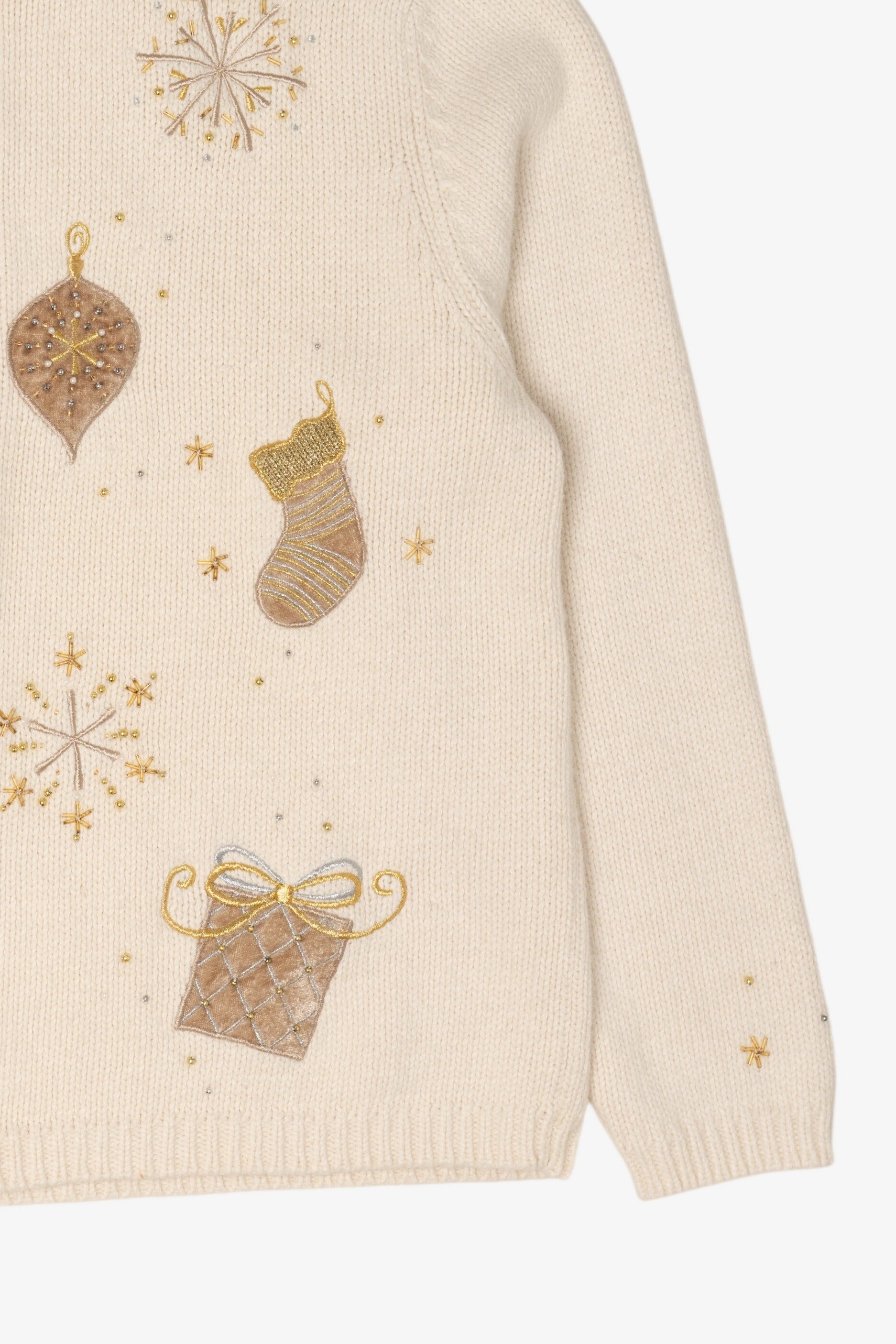 Vintage Ivory Croft & Barrow Stockings Ugly Christmas Cardigan (1990s)