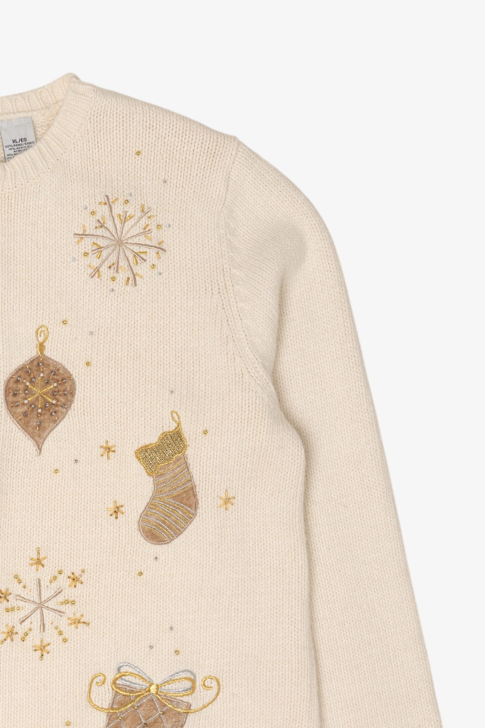 Vintage Ivory Croft & Barrow Stockings Ugly Christmas Cardigan (1990s)