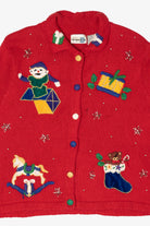 Vintage Red Paul Harris Design Presents Ugly Christmas Cardigan (1990s)