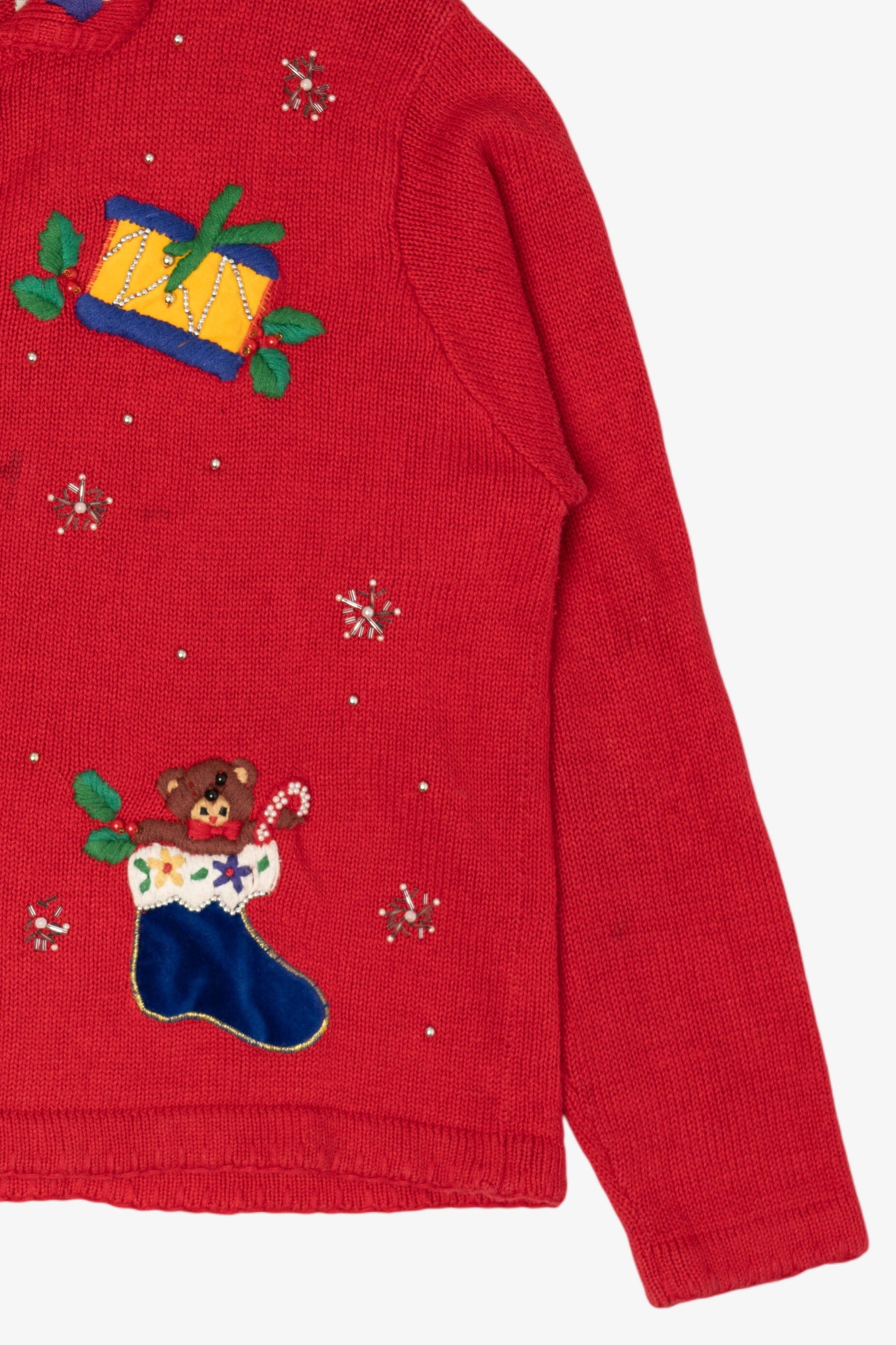Vintage Red Paul Harris Design Presents Ugly Christmas Cardigan (1990s)