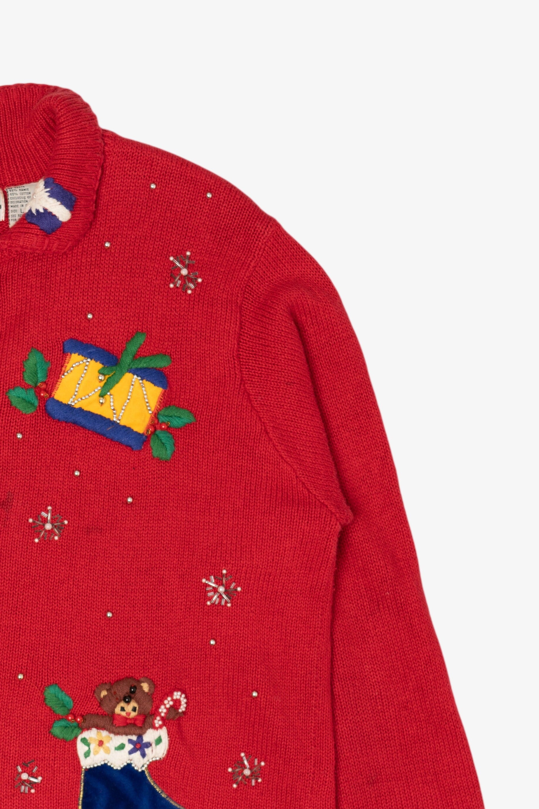 Vintage Red Paul Harris Design Presents Ugly Christmas Cardigan (1990s)