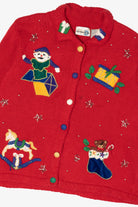 Vintage Red Paul Harris Design Presents Ugly Christmas Cardigan (1990s)