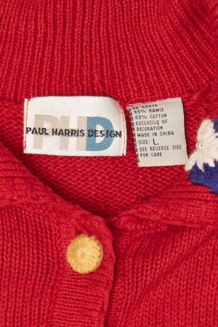 Vintage Red Paul Harris Design Presents Ugly Christmas Cardigan (1990s)