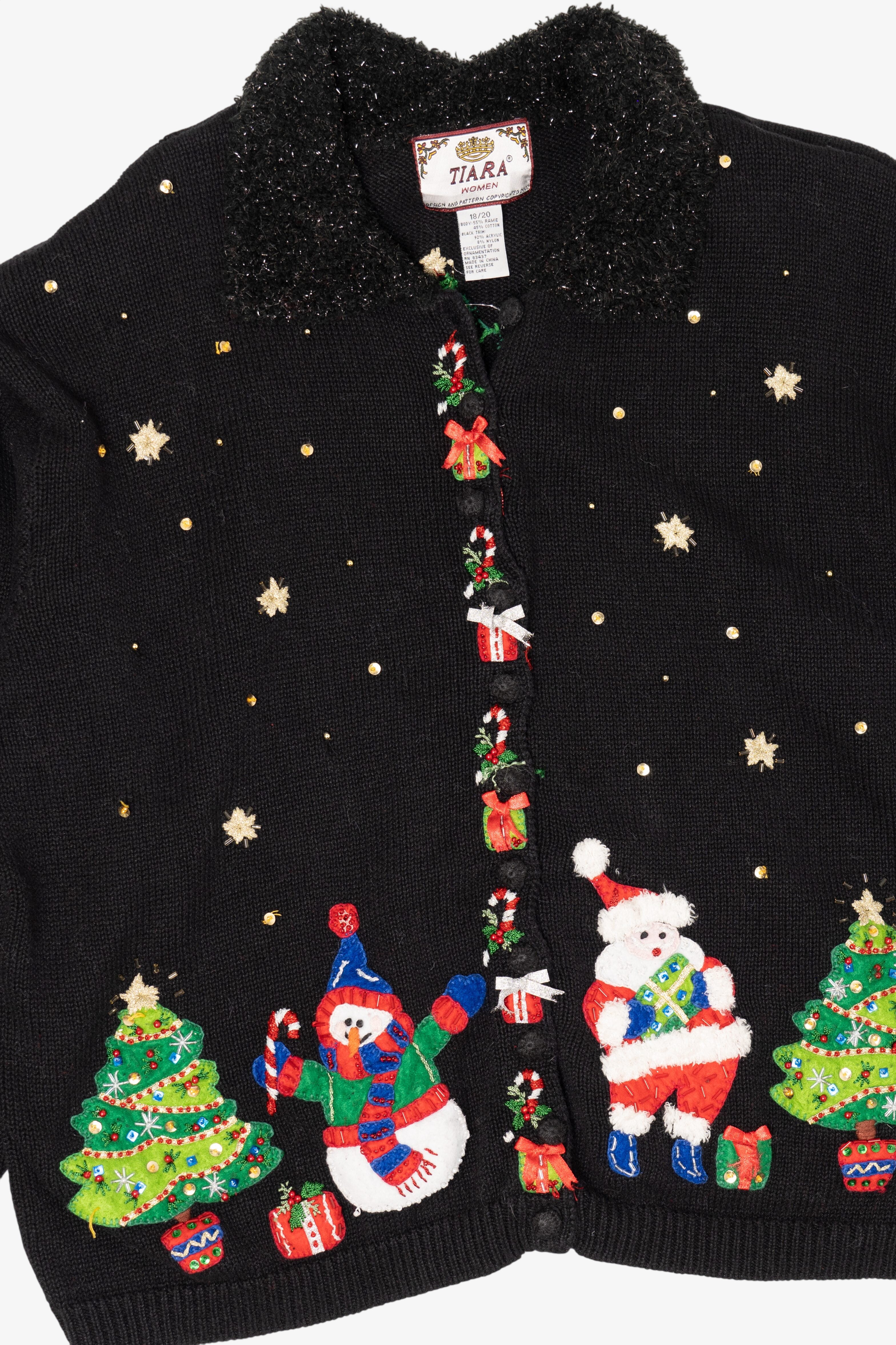 Vintage Black Tiara Ugly Christmas Cardigan (2000s)