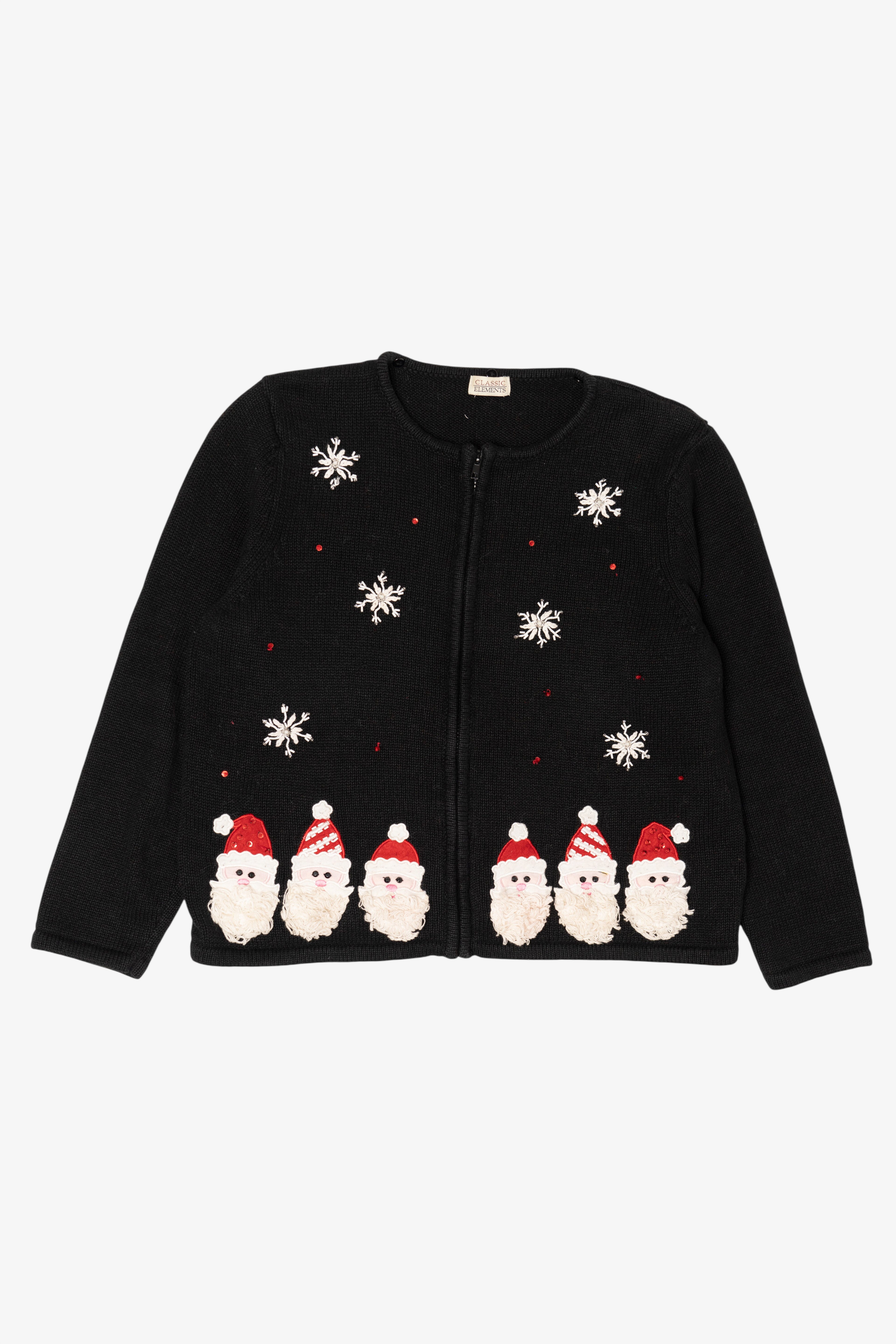 Vintage Black Classic Elements Santa Ugly Christmas Cardigan (2000s)
