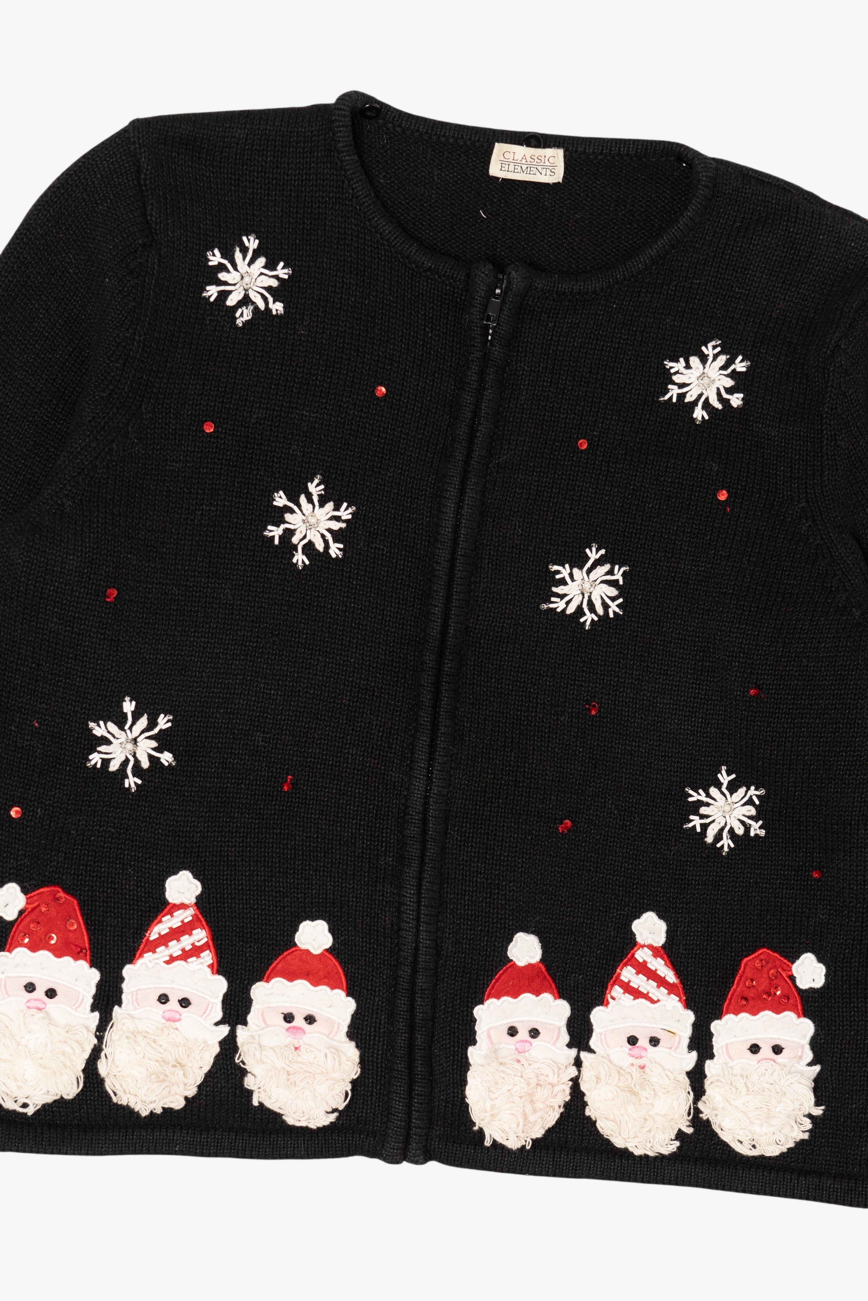 Vintage Black Classic Elements Santa Ugly Christmas Cardigan (2000s)