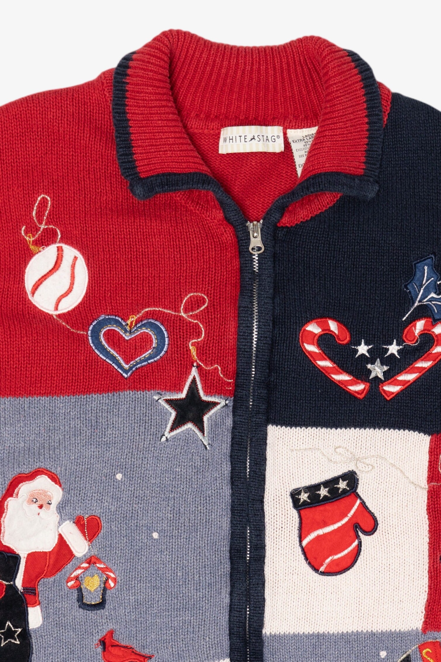 Vintage Red White Stag Ugly Christmas Cardigan (2000s)